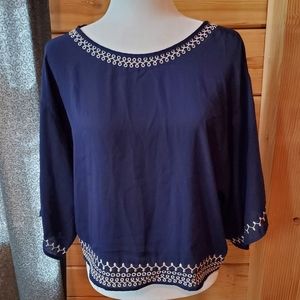 Monteau Navy Blue Sheer Top Size Medium‎